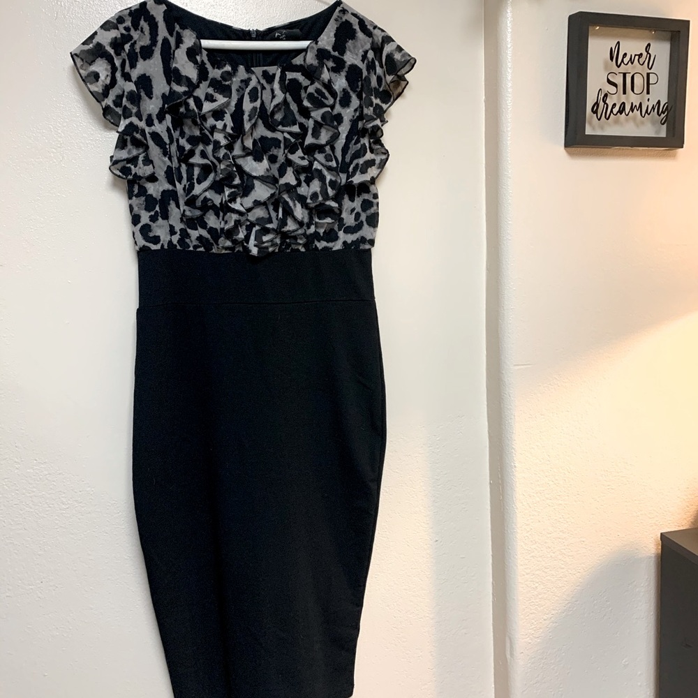 AX Paris Grey Leopard Midi Dress